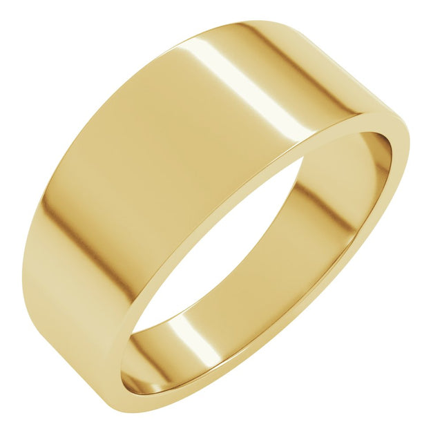 10K Yellow Gold 8 mm Tapered Flat Band Size 7