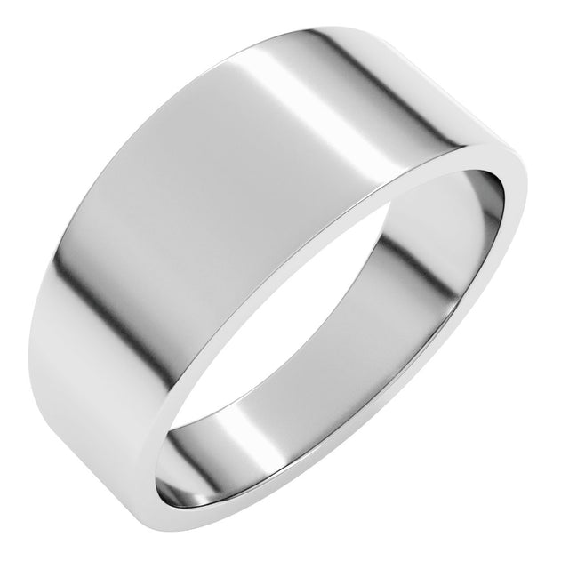 14K White Gold 8 mm Tapered Flat Band Size 7