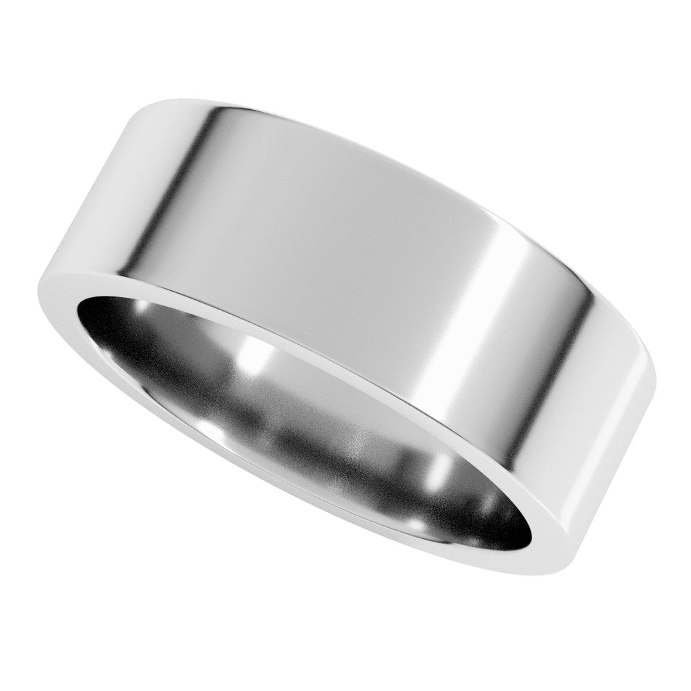 10K White Gold 7 mm Comfort-Fit Flat Band Size 13.5