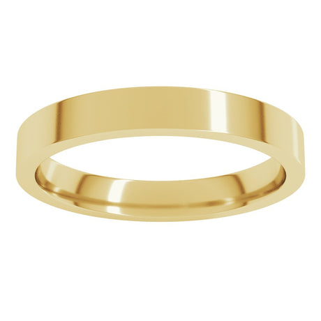18K Yellow 3 mm Flat Comfort Fit Light Band