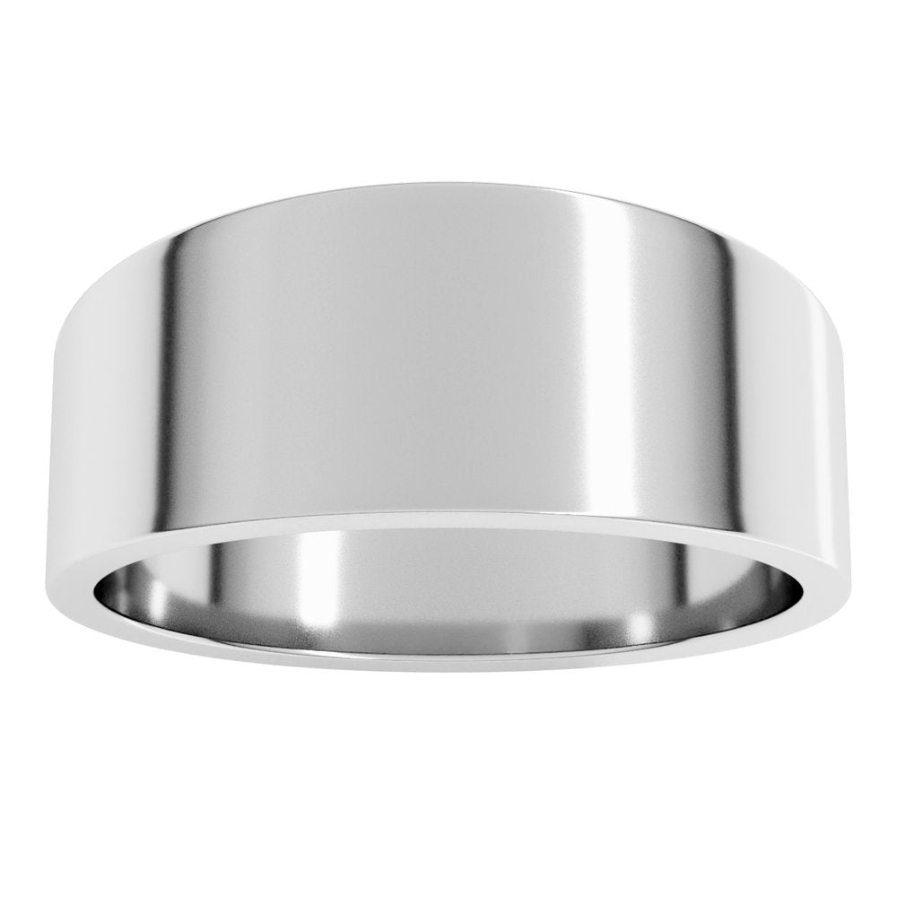 14K White 8 mm Tapered Flat Band