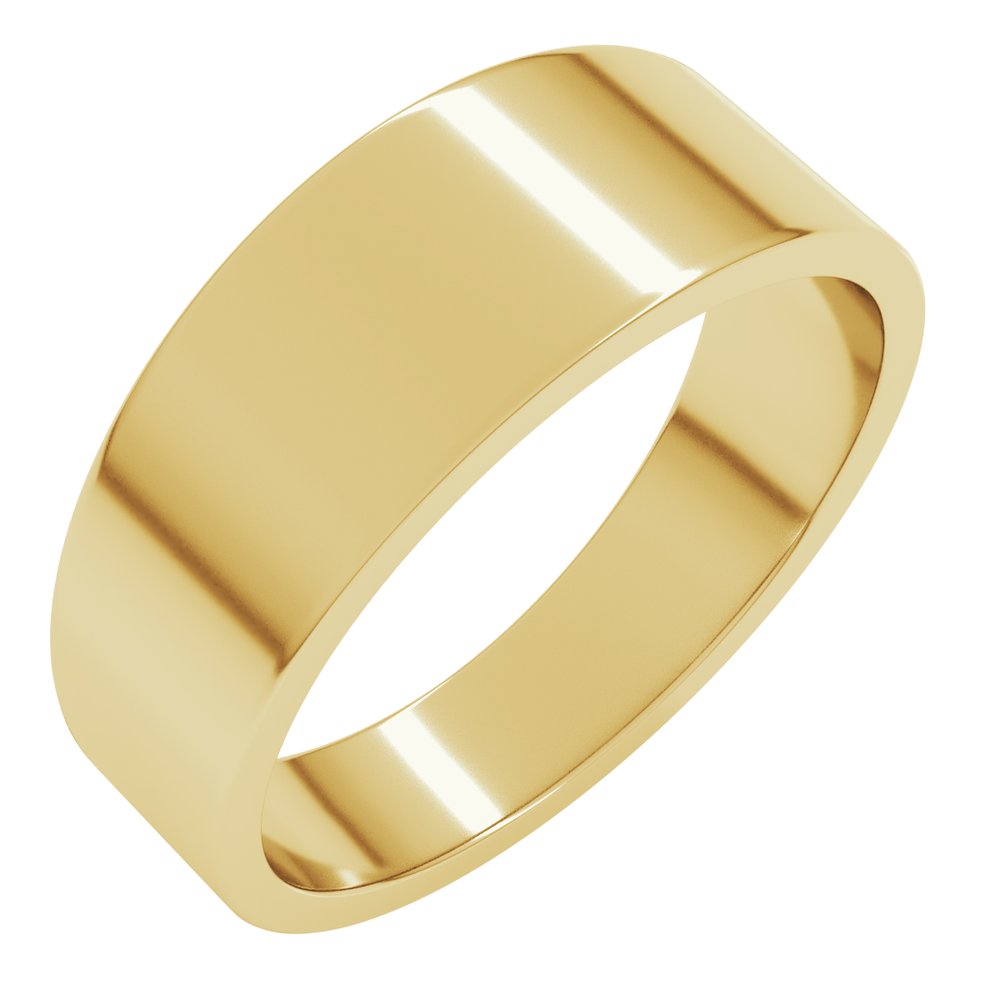 14K Yellow Gold 7 mm Tapered Flat Band Size 6