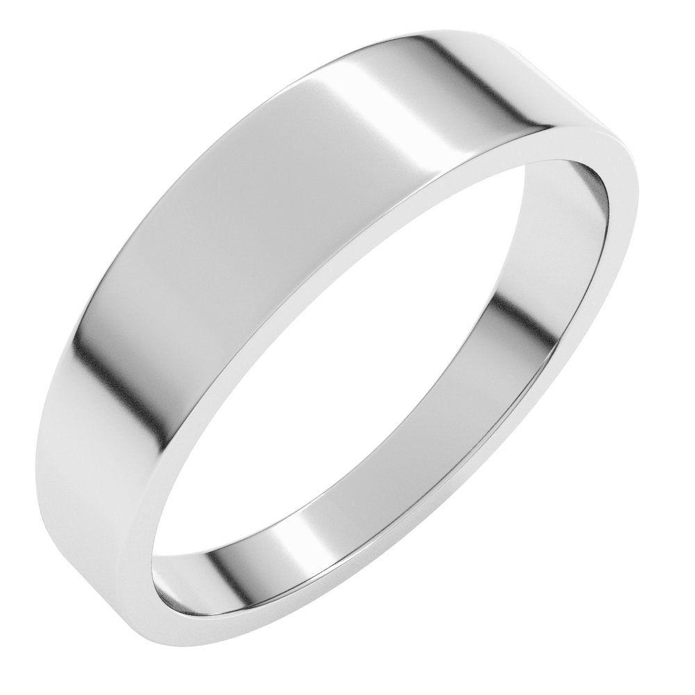 14K White Gold 5 mm Tapered Flat Band Size 5
