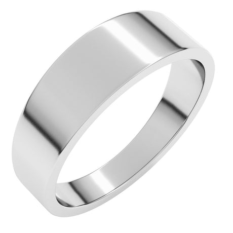 14K White Gold 6 mm Tapered Flat Band Size 7.5