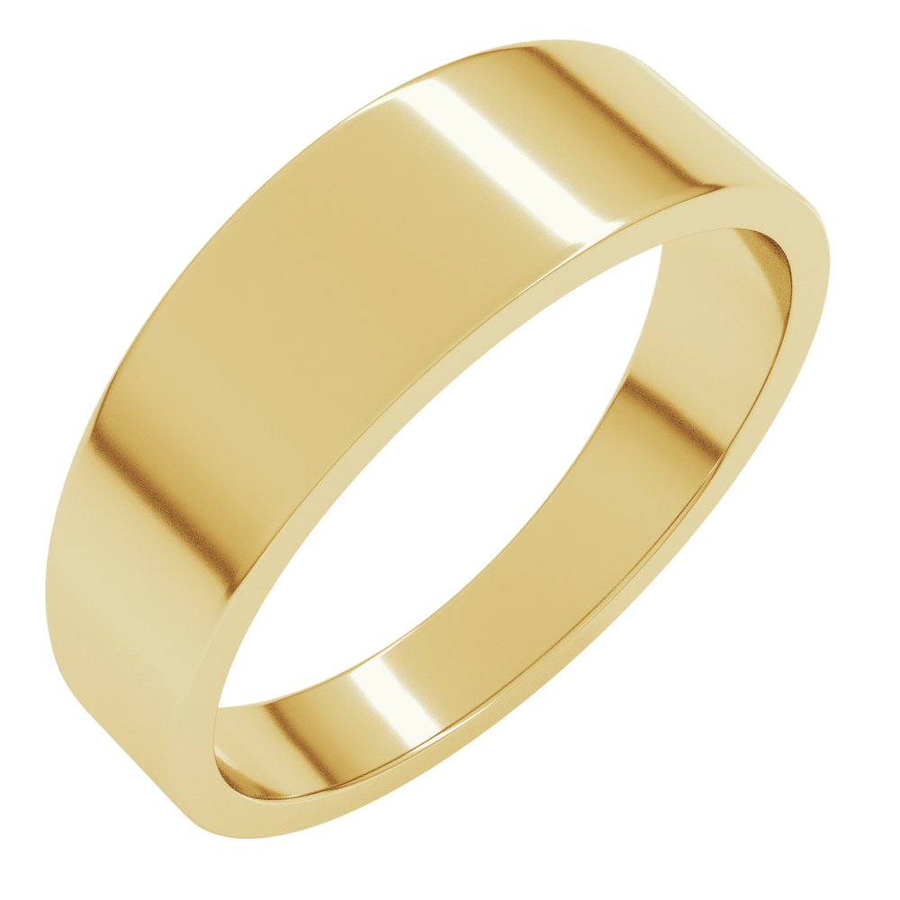 14K Yellow Gold 6 mm Tapered Flat Band Size 6