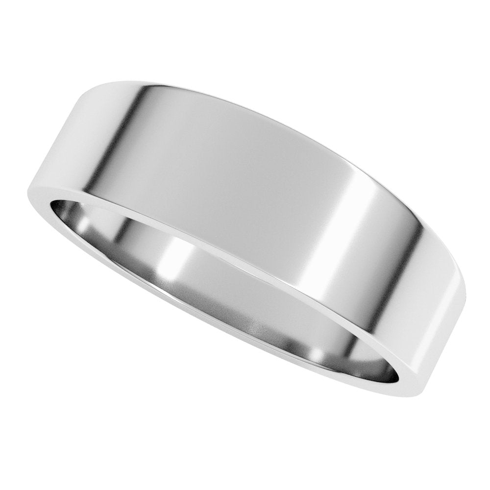 14K White 6 mm Tapered Flat Band