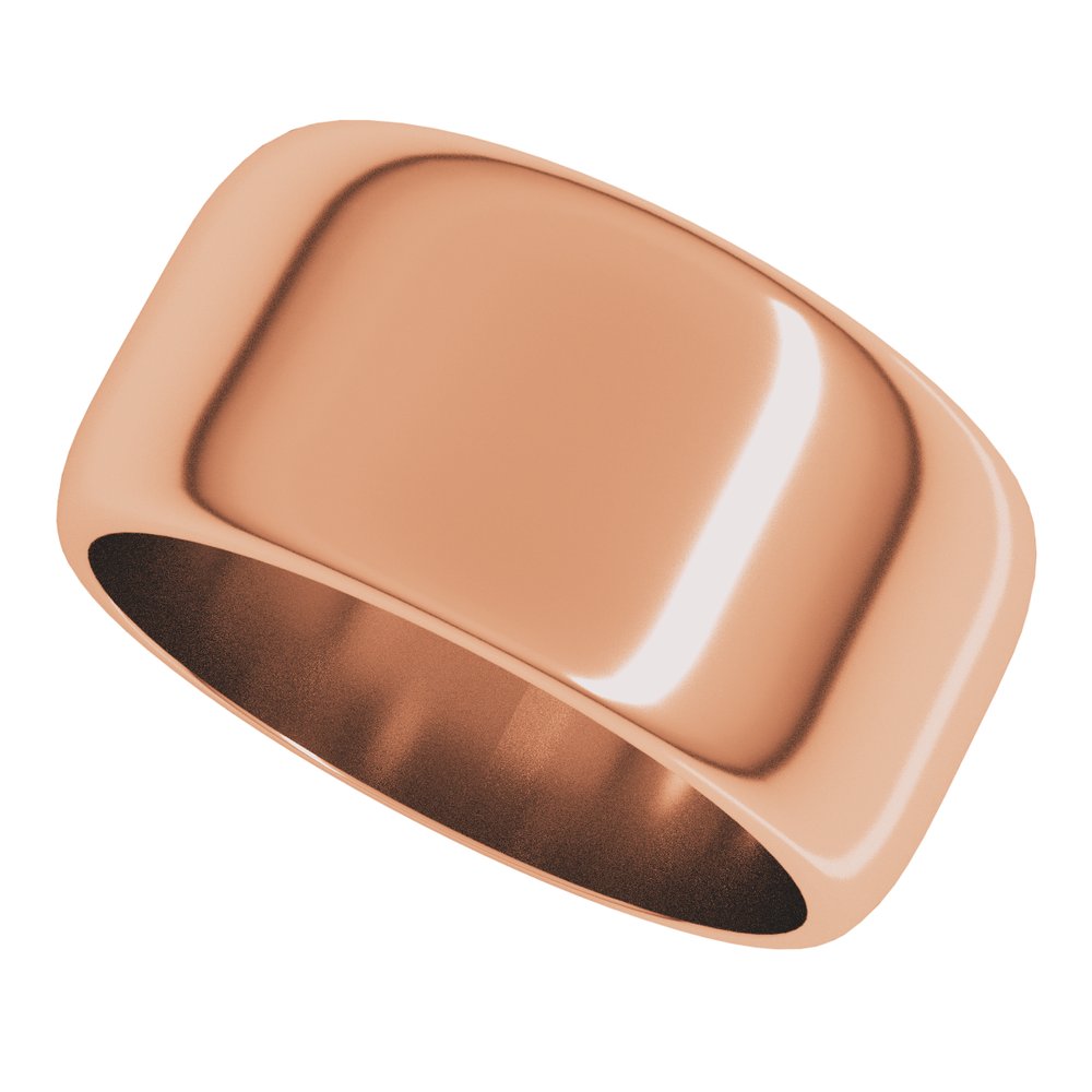 14K Rose Gold 10 mm Half Round Band Size 8