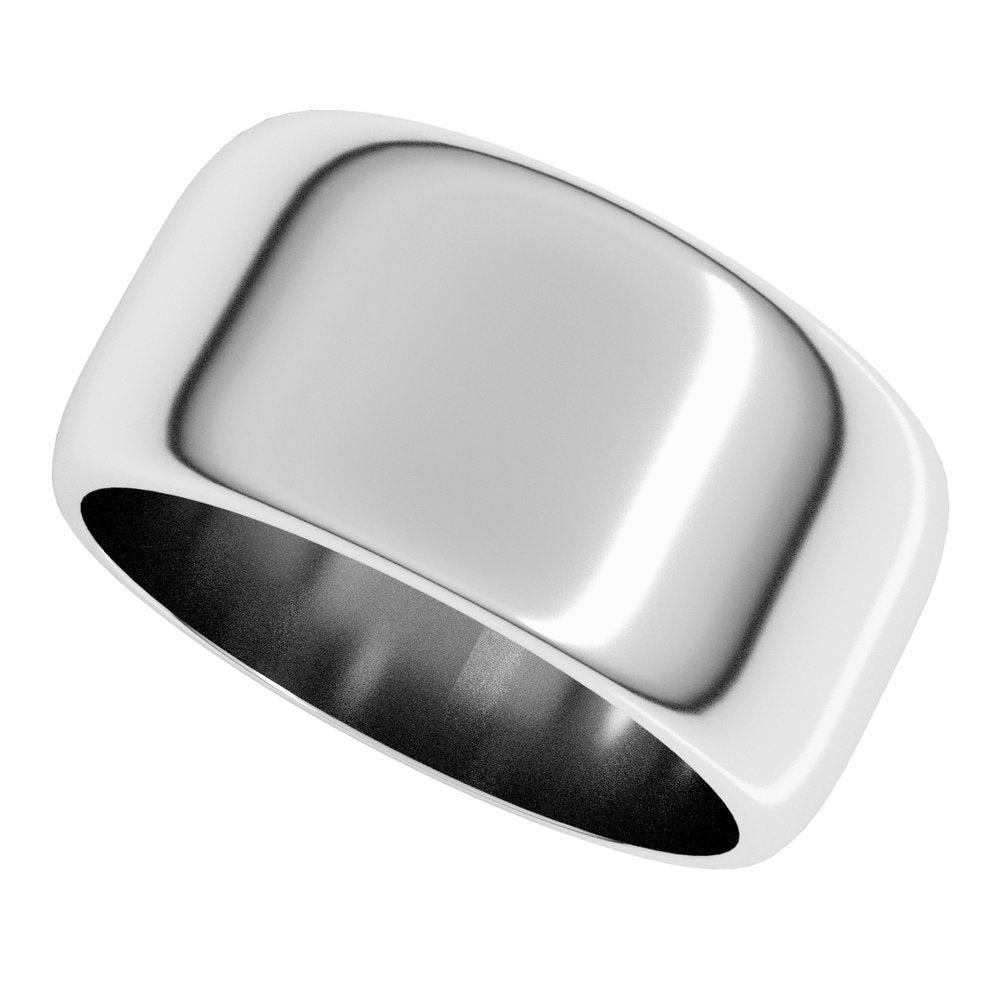 14K White Gold 10 mm Half Round Band Size 8