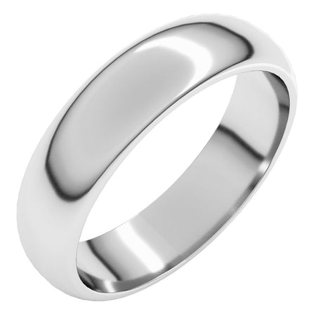 18K White Gold 5 mm Half Round Band Size 13