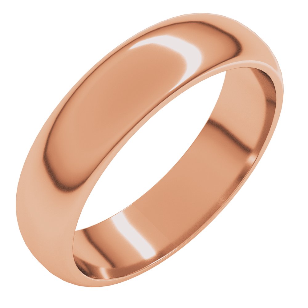 14K Rose Gold 5 mm Half Round Band Size 10.5