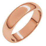 14K Rose Gold 5 mm Half Round Band Size 10.5