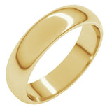 18K Yellow Gold 5 mm Half Round Band Size 6.5