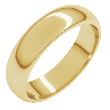 18K Yellow Gold 5 mm Half Round Band Size 6.5