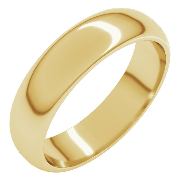 18K Yellow Gold 5 mm Half Round Band Size 6.5