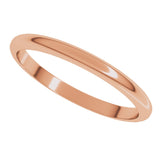 14K Rose 2 mm Half Round Band