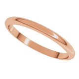 10K Rose Gold 2 mm Half Round Band Size 7