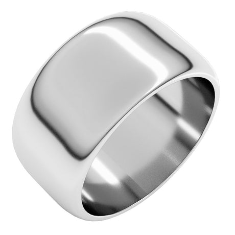 10K White Gold 10 mm Half Round Band Size 11