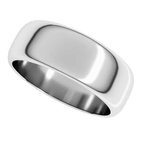Sterling Silver 7 mm Half Round Band Size 4.5