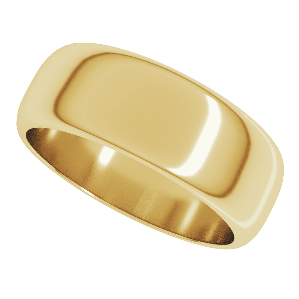 18K Yellow Gold 7 mm Half Round Band Size 7.5