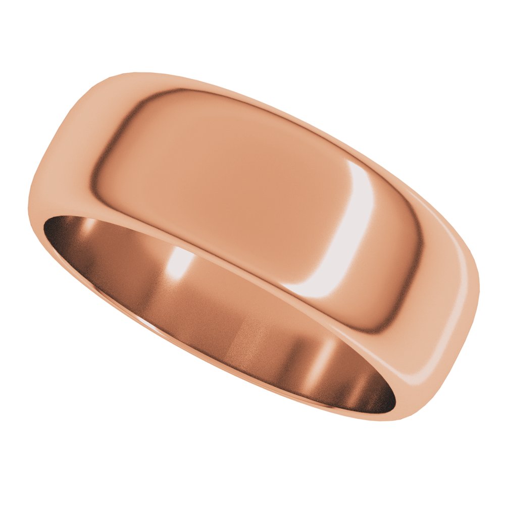 14K Rose Gold 7 mm Half Round Band Size 8