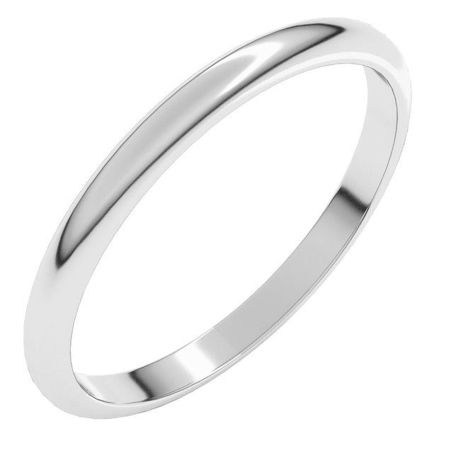 18K White 2 mm Half Round Band Size 5