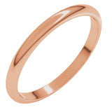 10K Rose Gold 2 mm Half Round Band Size 6