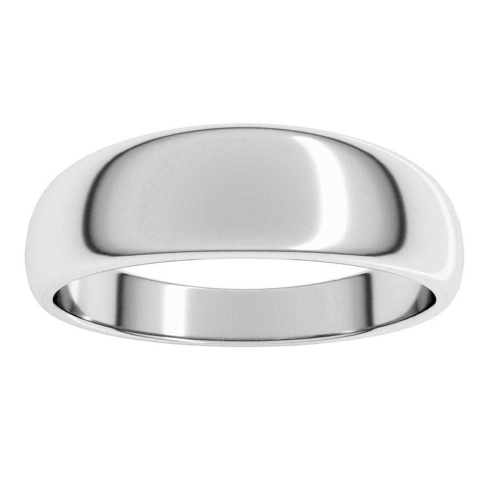 14K White 6 mm Half Round Tapered Band