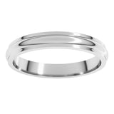 Platinum 3 mm Stepped-Edge Half Round Band Size 6.5