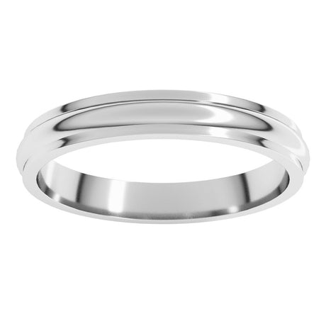 10K White Gold 3 mm Stepped-Edge Half Round Band Size 8.5