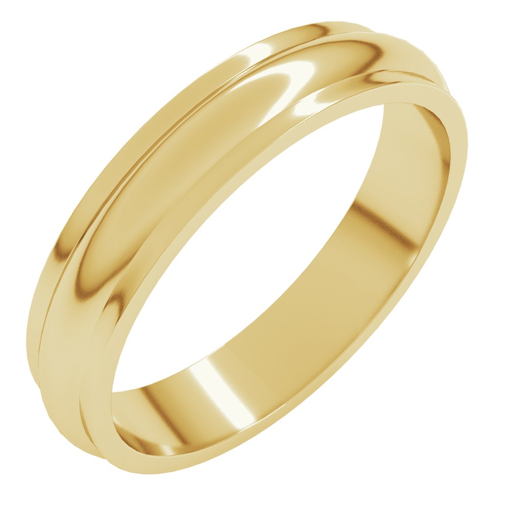 10K Yellow Gold 4 mm Stepped-Edge Half Round Band Size 8
