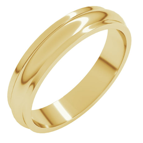 10K Yellow Gold 4 mm Stepped-Edge Half Round Band Size 8