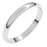 18K White 2.5 mm Lightweight Half Round Band Size 14