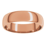 14K Rose Gold 5 mm Lightweight Half Round Band Size 6.5