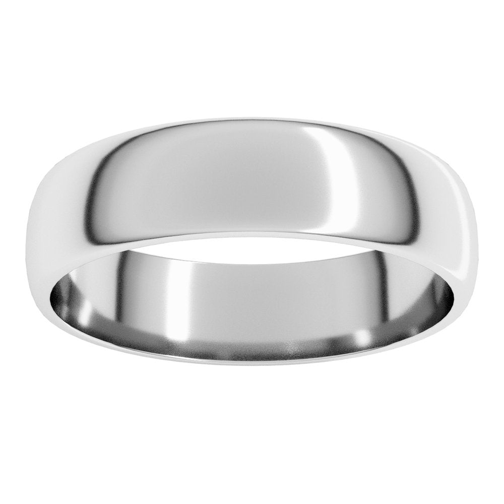 18K Palladium White 5 mm Half Round Light Band Size 9