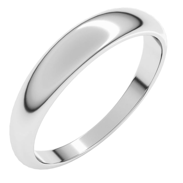 Platinum 4 mm Half Round Tapered Band Size 6