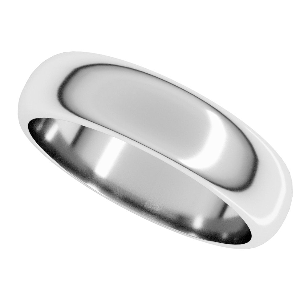 14K White Gold 5 mm Half Round Band Size 5
