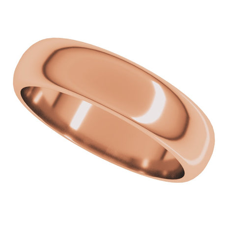 14K Rose Gold 5 mm Half Round Band Size 10.5