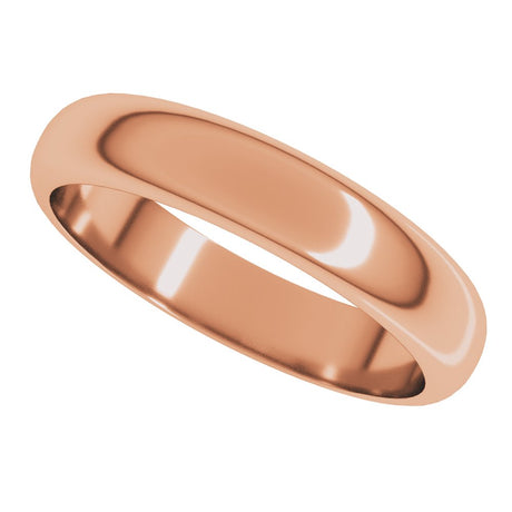 18K Rose Gold 4 mm Half Round Band Size 8