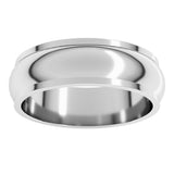14K White Gold 6 mm Stepped-Edge Half Round Band Size 6.5