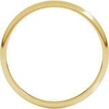 10K Yellow Gold 2 mm Lightweight Half Round Band Size 2.5