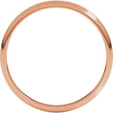 10K Rose 2 mm Lightweight Half Round Band Size 7