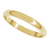 18K Yellow 2.5 mm Half Round Light Band