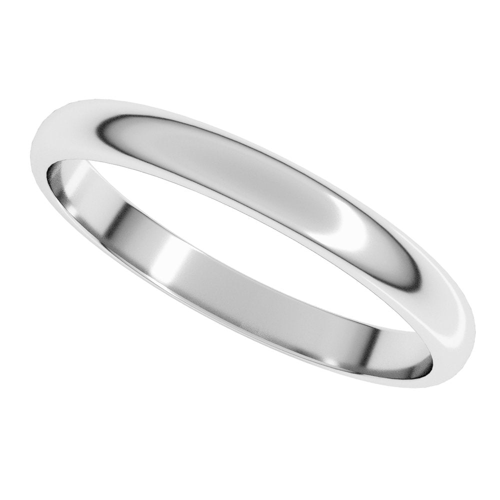 14K White Gold 2.5 mm Lightweight Half Round Band Size 5