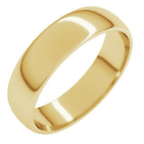 10K Yellow Gold 5 mm Lightweight Half Round Band Size 5.5
