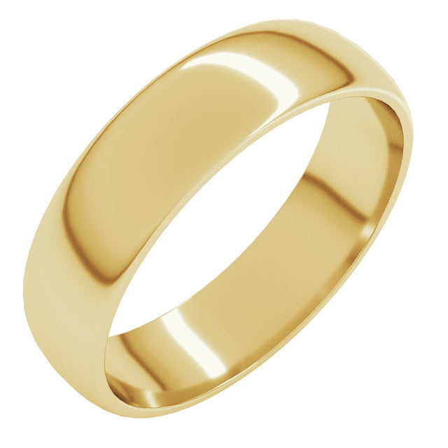 10K Yellow Gold 5 mm Lightweight Half Round Band Size 5.5