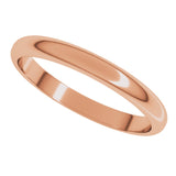 18K Rose 2.5 mm Half Round Band Size 10