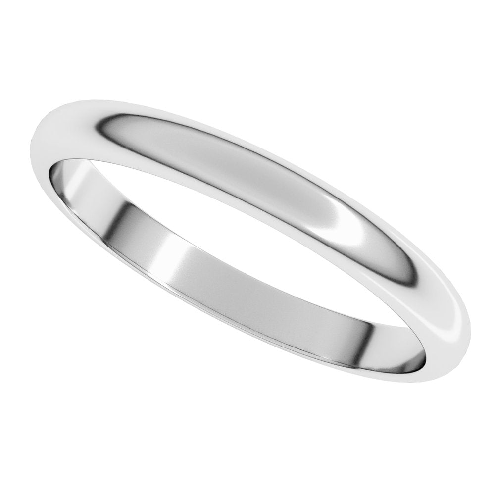 14K X1 White 2.5 mm Half Round Band Size 8