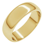 14K Yellow Gold 6 mm Half Round Band Size 5.5