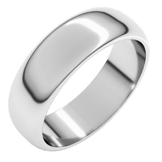 10K White Gold 6 mm Half Round Band Size 8