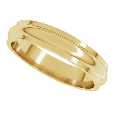 14K Yellow Gold 4 mm Stepped-Edge Half Round Band Size 8